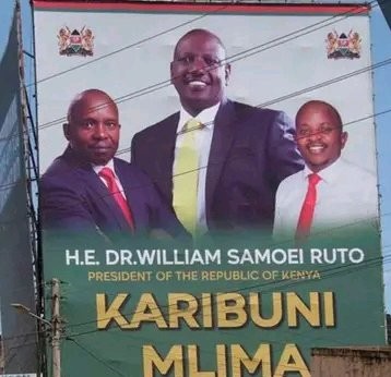 Ruto's Welcome Banner in Sagana Sparks Controversy and Removal Threats